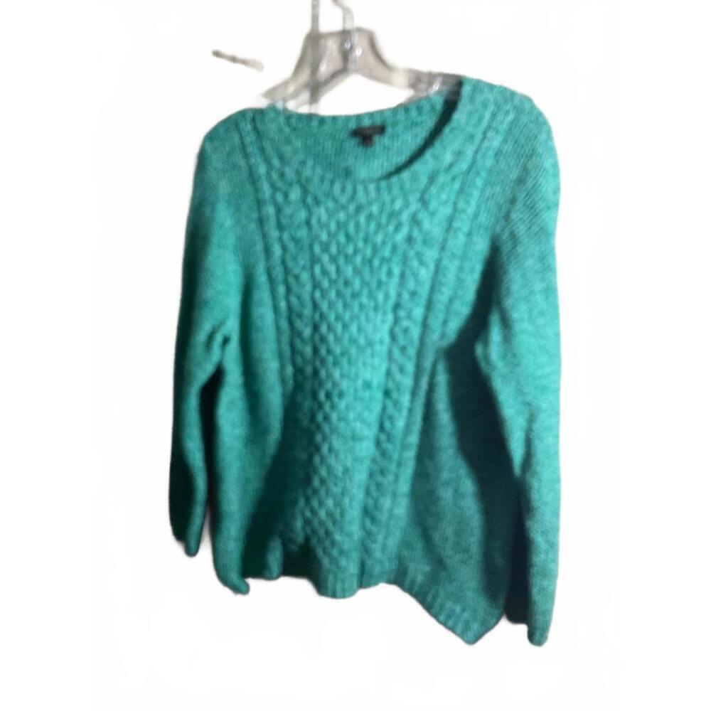 Talbots Petites Cable Knit Merino Wool Blend Sweater - True Green XL Petite